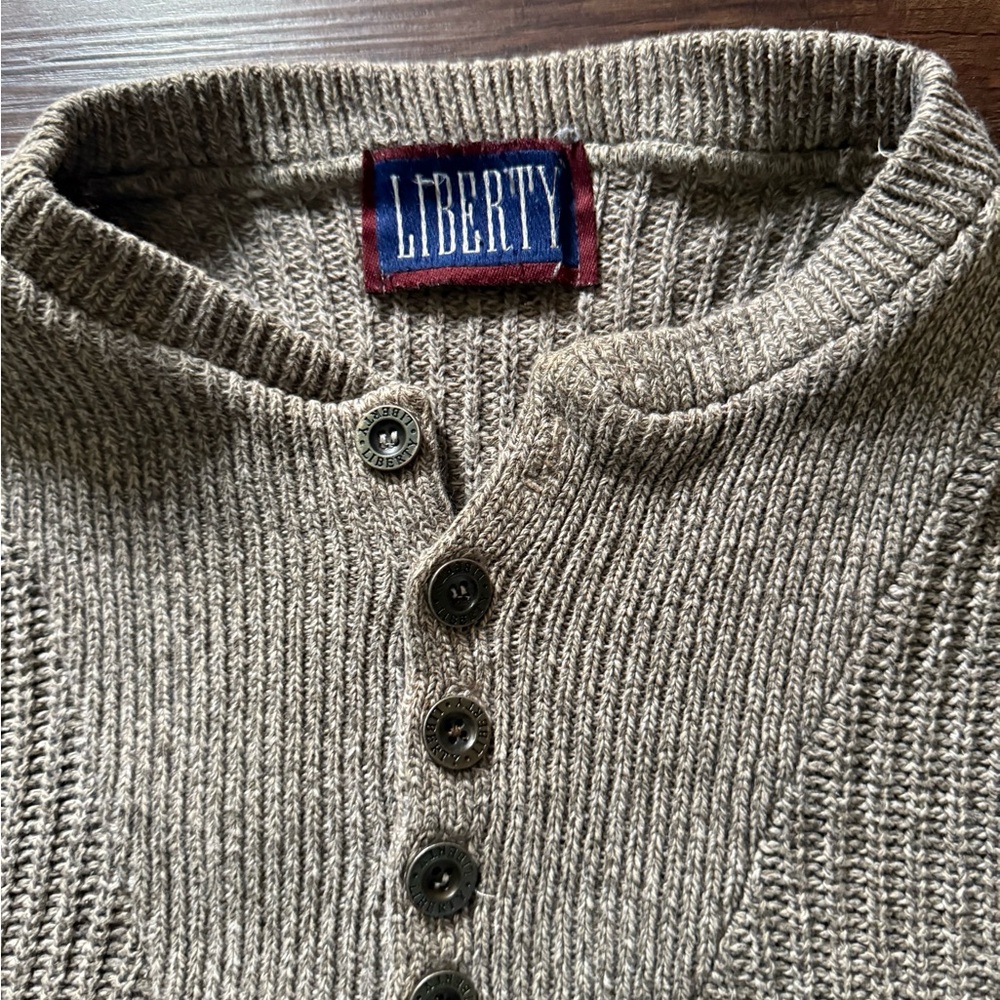 Liberty Vintage Henley‎ Sweater Cropped - Picture 4 of 5
